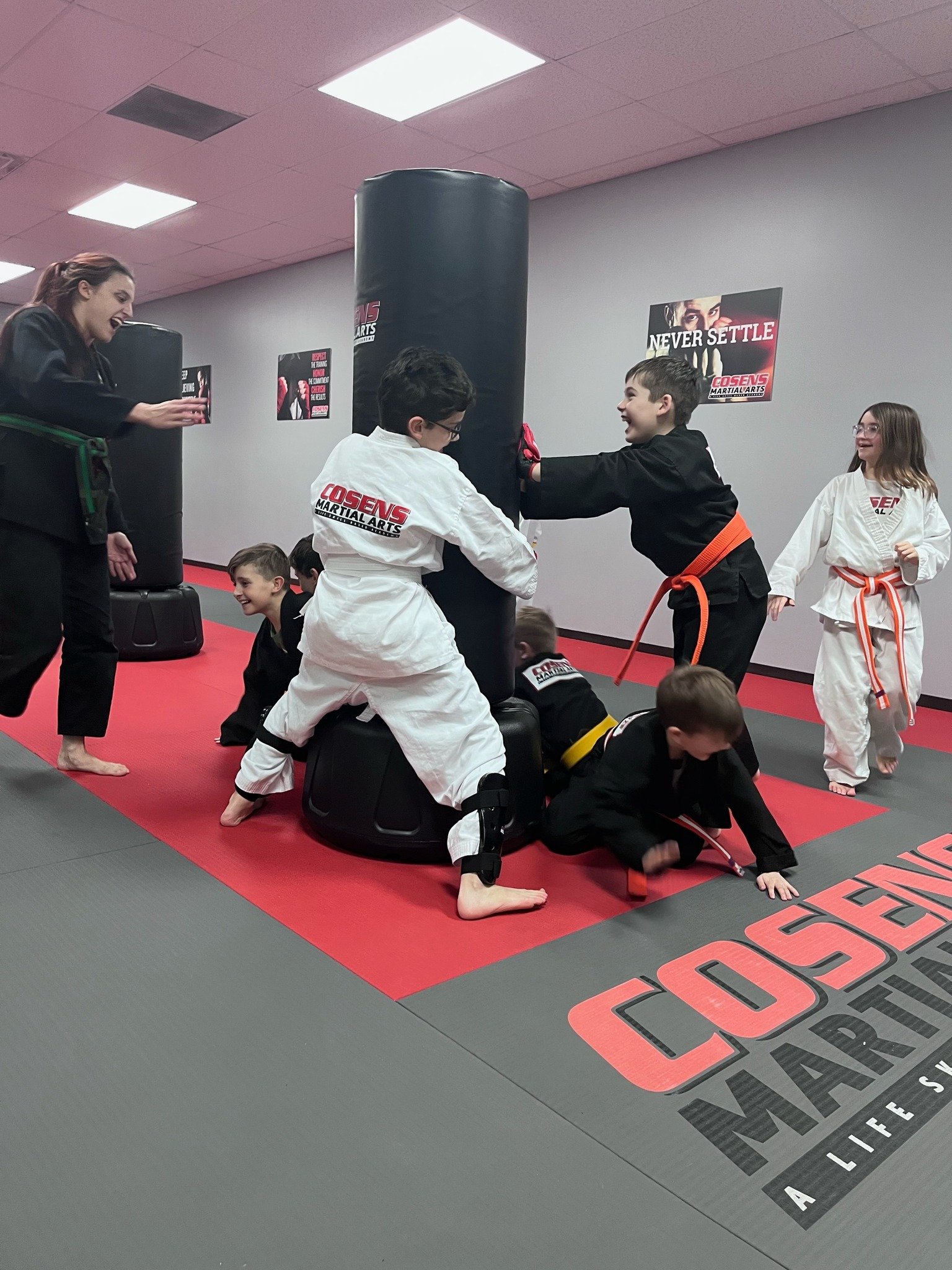 Child learning emotional control through martial arts class in Bad Axe, Michigan